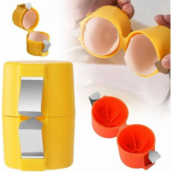 2025 Premium Egg Shell Opener, Egg Shell Cutter Eggs Shell Separator for Raw Eggs, Multifunctional Egg Cutter Egg Cracker Separator for Home Kitchen Gadgets (Yellow)