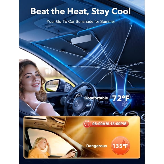 2025 Premium Windshield  Shade with T-Cool Coating  Shield Blocks 99.9% Rays