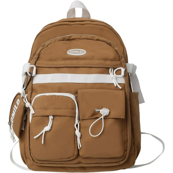 2025 Preppy Backpack with Coin Purse Y2k Japanese Harajuku Backpack Aesthetic Cool College Daypack Fit 15.6" Laptop (White,One Size)