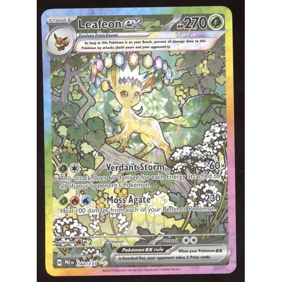 2025 Prismatic Evolutions Leafeon ex Secret Rare #144/131 English Pokmon Card