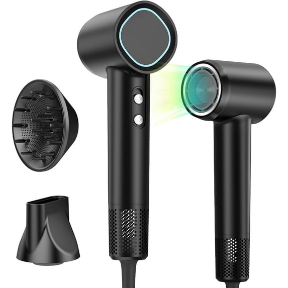 2025 Professional High-Speed Blow Dryer - 3-Temp Thermo Control with Low-Noise Ceramic Technology(Black)