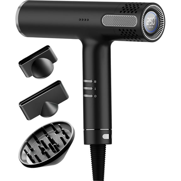 2025 Professional Ionic Hair Dryer - Brushless Motor & LCD Display for Precision Styling (Includes Diffuser)