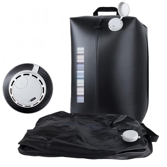 2025 Professional Vacuum Bags with Built-in Pump, 30L Seal See-through Window, Space Saver for Clothing Travel IP67, Reusable Compression Bag (Black 1PC)