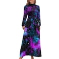 thumbnail image 1 of 2025 Purple Galaxy Dress Outer Space Nebula Stars Long Sleeve Vintage Maxi Dress Summer Street Fashion Boho Beach Long Dresses, 1 of 5