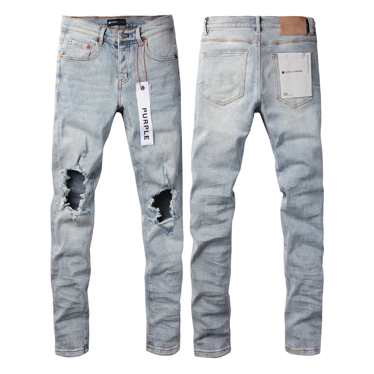 Men'S Denim Stretch Pants, Full Of Holes, Trend Color Wash Water, Embroidery Car Chaos, Slim-Fit Style, Street Rock-105Black