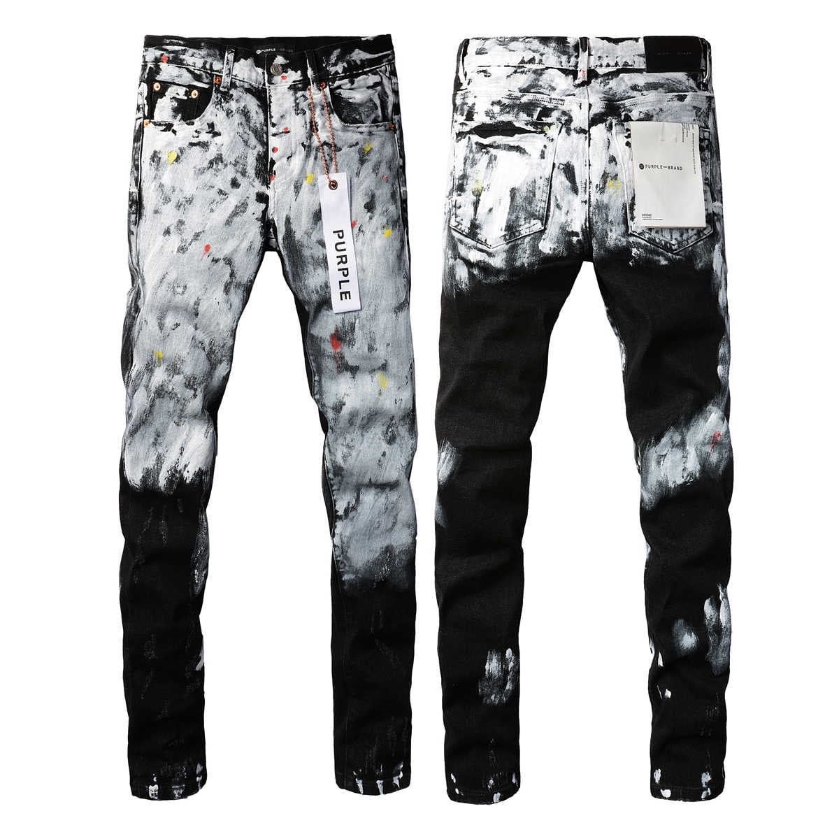 Men'S Denim Stretch Pants, Full Of Holes, Trend Color Wash Water, Embroidery Car Chaos, Slim-Fit Style, Street Rock-105Black main image 1