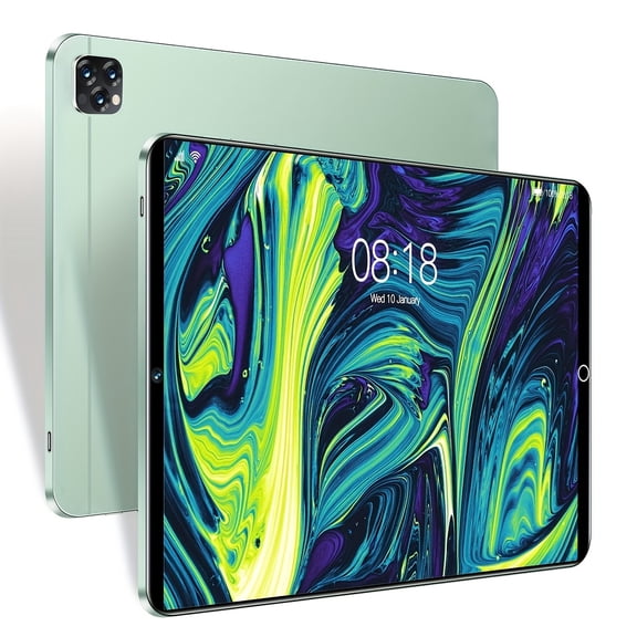 2025 Q7 Android 14 Tablet, 10.1" HD, 8GB RAM(4+4), 256GB ROM, Dual Cam, Li-Po Battery, Lazy Bracket