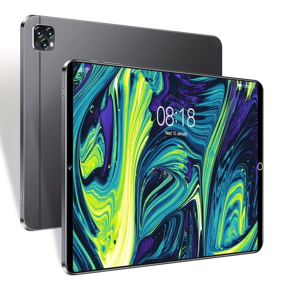 2025 Q7 Android 14 Tablet, 10.1" HD, 8GB RAM(4+4), 256GB ROM, Dual Cam, Li-Po Battery, Lazy Bracket