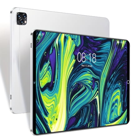 2025 Q7 Android 14 Tablet, 10.1" HD, 8GB RAM(4+4), 256GB ROM, Dual Cam, Li-Po Battery, Lazy Bracket