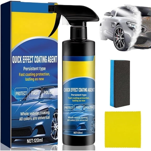 2025 Quick Effect Coating Agent for Car, Car Scratch Wax Polish Spray Waterless Wash, Highly Efficient Ceramic Coating Spray, Multi-Purpose Oil Film Emulsion Glass Cleaner (2PCS)