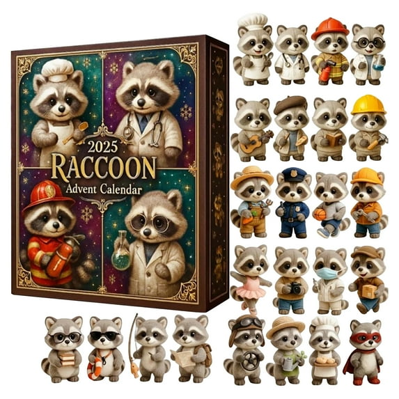 2025 Raccoon Advent Calendar, 24 Blind Boxes With Surprise Collectibles, Hanging Patterns For Holiday Decorations And Gift Giving