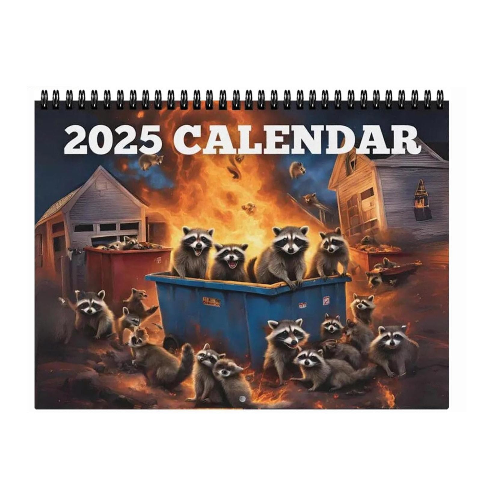 2025 Raccoon Calendar, 2025 Raccoon Dumpster Fire Calendar, Cute