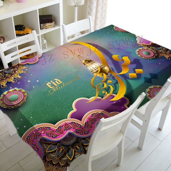 2025 Ramadan Waterproof Rectangular Restaurant Tablecloth Eid ration Ramadan Islamic Muslim Tablecloth Eid ration