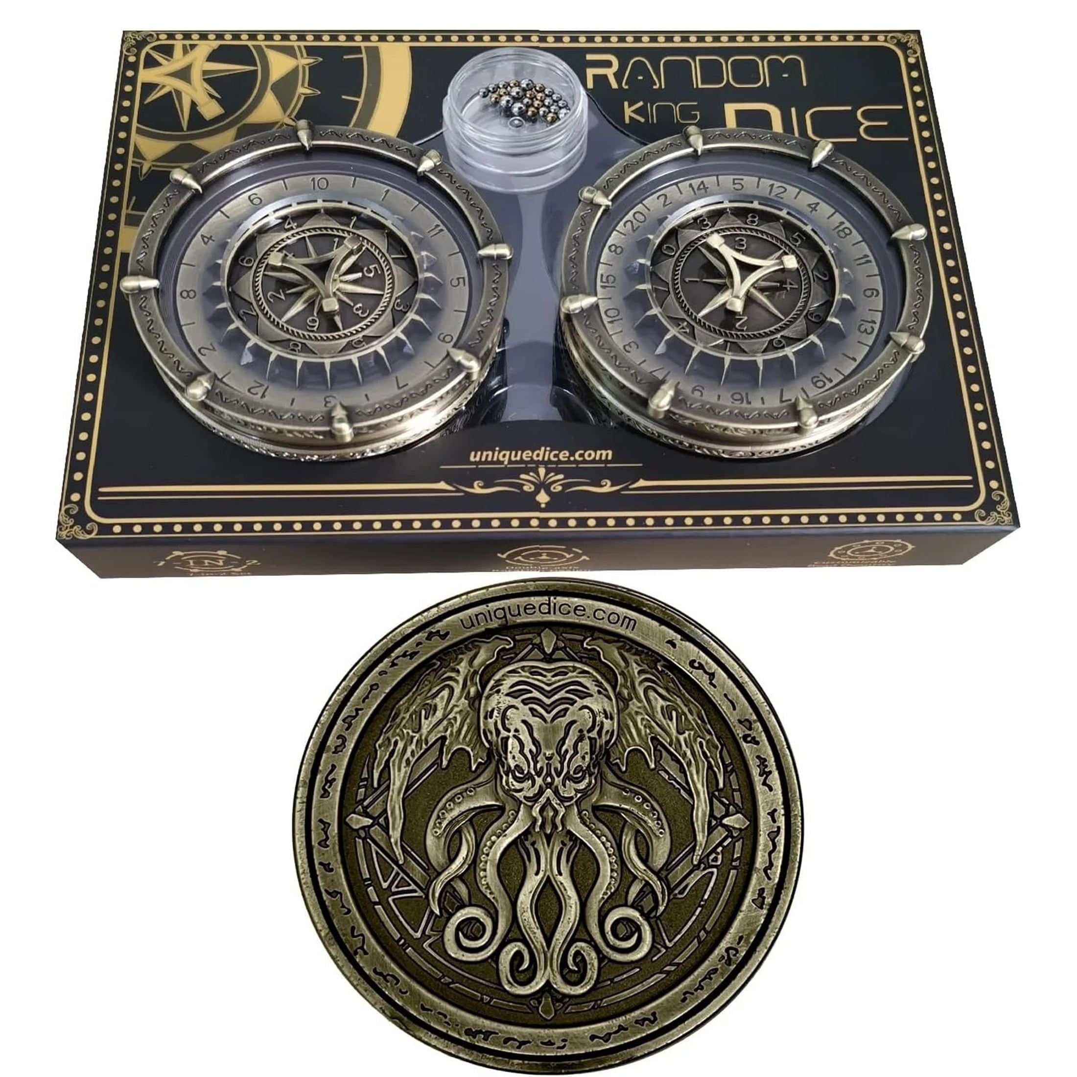 Random DND Dice Cthulhu, 7-in-2 Roulette Dice, Yellow  Brown