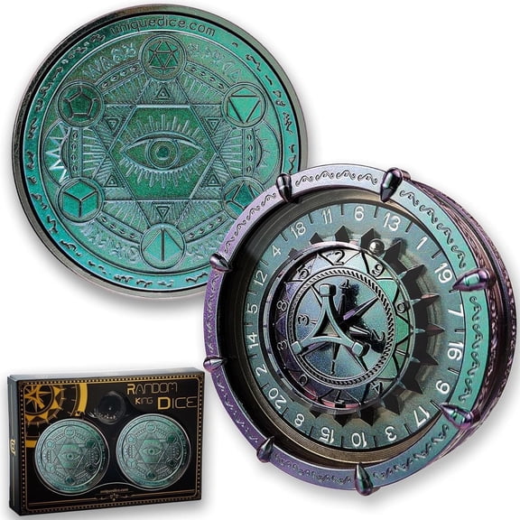 Dice 2025 Random Dice King Set, Mystical Omni Magic Circle, Green and Purple Chameleon
