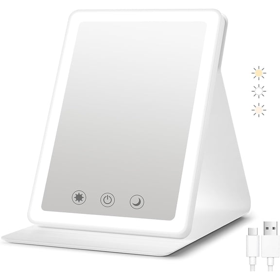 2025 Rechargeable Travel Makeup Vanity Mirror with 72 Led Lights,Portable Lighted Beauty Mirror,3 Color Lighting,Dimmable Touch Screen,Tabletop LED Folding Cosmetic Vanity Mirror Desk Table