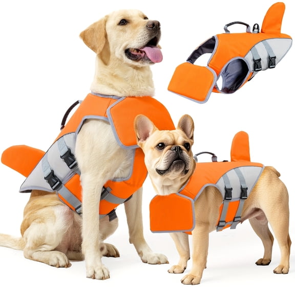 2025 Reflective Dog Life Jacket - Tear-Resistant PVC/Polyester, Adjustable Straps | High-Vis Orange/Gray for Swimming & Boating