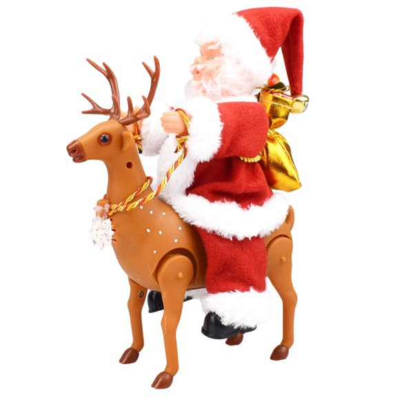 2025 Reindeer-Riding Santa Claus Santa Claus Toy, Dynamic Reindeer-Riding Santa with Holiday Melodies, Christmas Decor