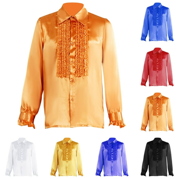 2025 Renaissance Gothic Button Tuxedo Shirts - Ruffle Front Halloween Stag Shirt - Party Wedding Formal Dress Tops