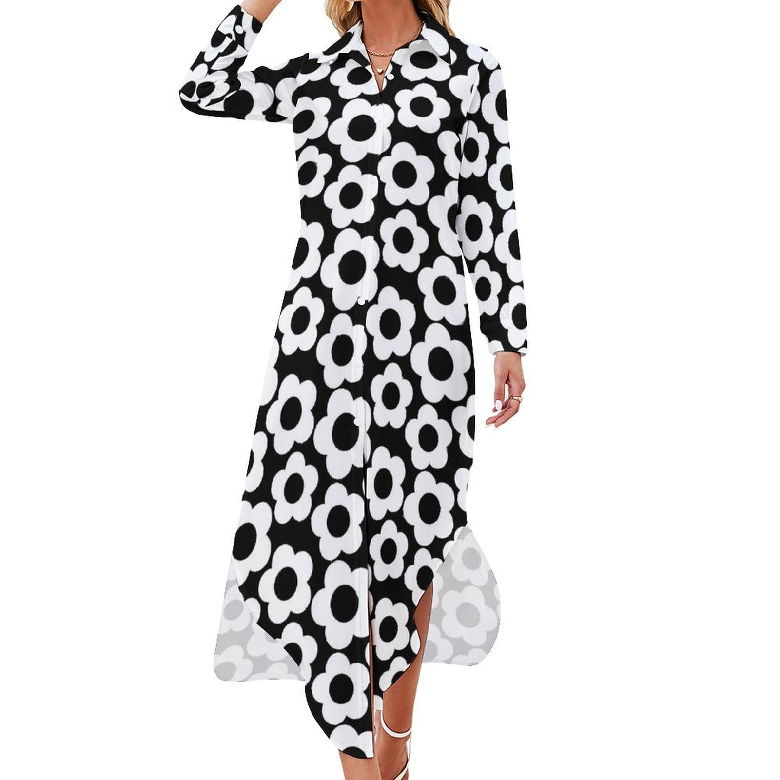 striped white and black dress & Maxi Shirt Color:AS PHOTO(NAVY BLUE) YGroup_L14353 Liv & Lottie Women's