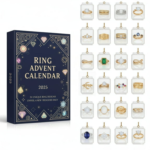 The 2025 Ring Advent Calendar – 24 Days of Jewelry Treasures, Luxury Countdown with Gold-Foil Accents, Ideal Gift for Jewelry Lovers, Birthdays, Anniversaries, or Special Occasions