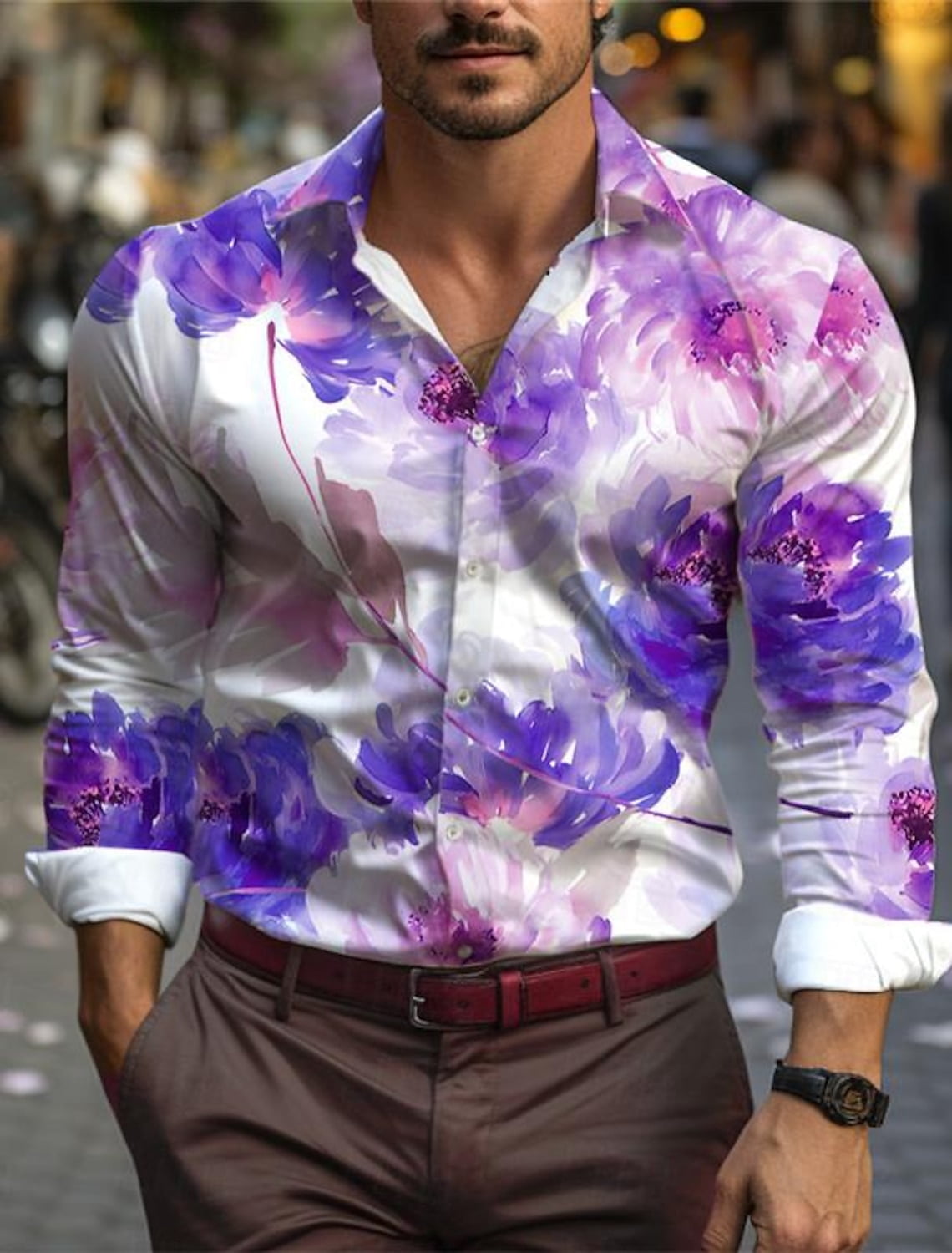 Loose Casual Three-Dimensional Floral Stitching Personalized Minority Solid Color Shirt main image 1