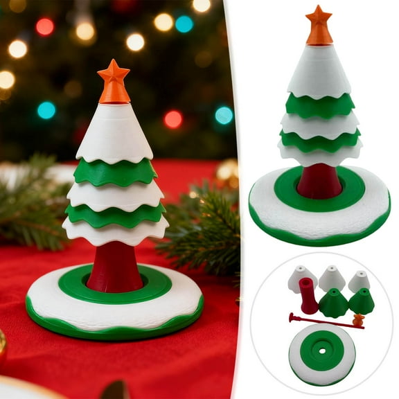 2025 Rotating Christmas Tree Decor  Interactive Spinning Holiday Centerpiece with 6 Detachable Layers, Stress Relief Fidget Toy & Kinetic ASMR Decor for Office/Home