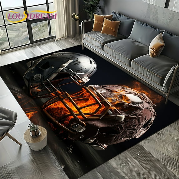 2025 Rugby Field Rugby American Football Cartoon Rug for Living Room Bedroom Home Sofa ration Area Rug Non-slip Floor Mat