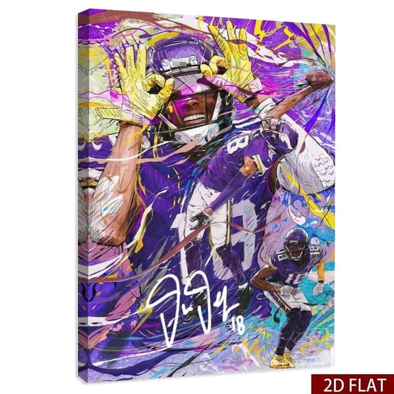 2025 Rugby Star Justin Jefferson Poster For Kids Bedroom Wall Decor-Football Superstar Signed Posters Canvas Art Print Picture For Fans Boy Teen Gifts