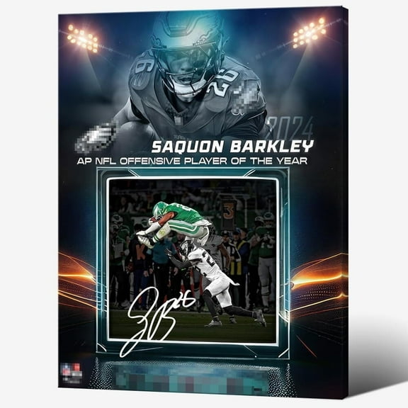 2025 Rugby Star Saquon Barkley Poster For Kids Bedroom Wall Decor-Football Signed Posters Canvas Art Print Picture For Fans Boy Teen Gifts