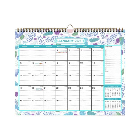 2025 Ruled Wall Calendar 18-Month - Hanging Calendar with Twin Wire Binding, Large Planning Calendar for Home, Office, School, Organizer & Decor