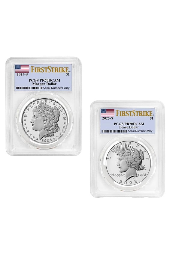 2025-S Morgan and Peace Silver Dollar Proof 2-Coin Set PCGS PF 70 FS