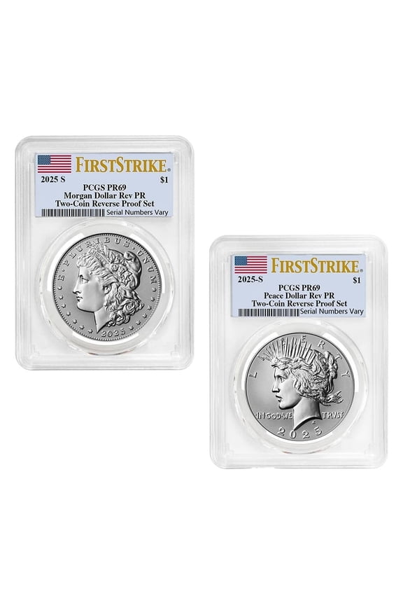 2025-S Morgan and Peace Silver Dollar Reverse Proof 2-Coin Set PCGS PF 69 FS