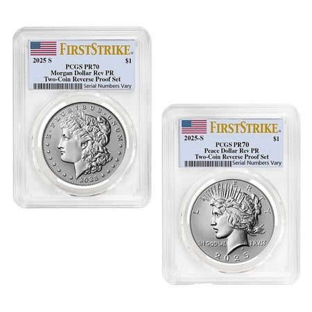 2025-S Morgan and Peace Silver Dollar Reverse Proof 2-Coin Set PCGS PF 70 FS