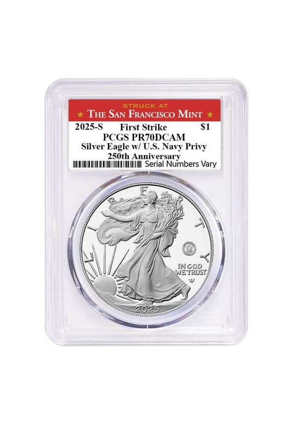 2025-S Navy Privy 1 oz Proof Silver American Eagle PCGS PF 70 FS SF Label