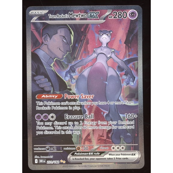 2025 S&V Destined Rivals Team Rocket's Mewtwo ex Secret Rare #231/182