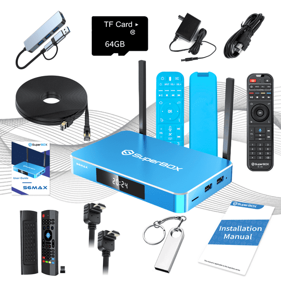 2025 S6MAX Pro Bundle: Motion remote/L-shaped HDMI/128GB storage/Protector/Network cable/64GB card/USB-C dock