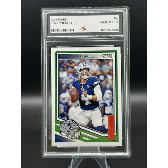 2025 SCORE FOOTBALL #2 DAK PRESCOTT DALLAS COWBOYS PROFESSIONALLY GRADED GEM MINT PTA 10 COLLECTIBLE TRADING CARD