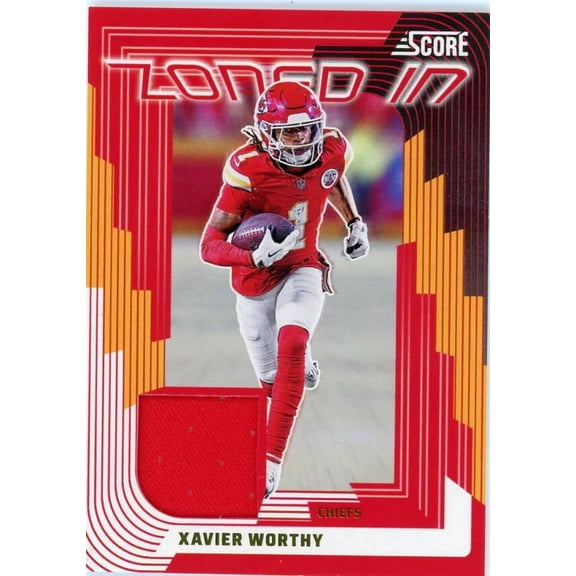 2025 SCORE ZONED IN JERSEYS #30 XAVIER WORTHY RELIC KANSAS CITY CHIEFS