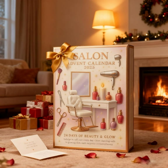 2025 Salon Advent Calendar, Makeup Nail Hair Stylist Tools Christmas Hanging Decorations, Salon Theme Decorations Indoor for Christmas Premium Beauty-Inspired Decorations