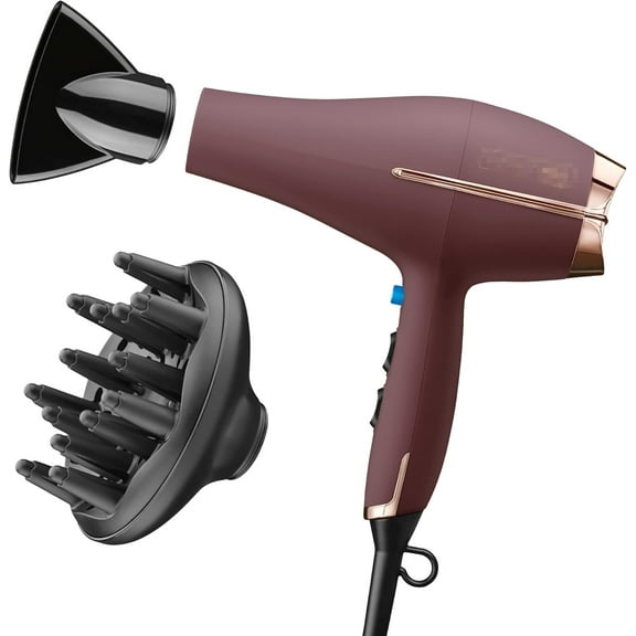 2025  Salon-Grade Hair Dryer - Volume-Boosting AC Motor with Diffuser & Styling Nozzle(brown)