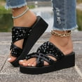 thumbnail image 1 of 2025 Sandals for Women Clearance, Xunlbb Fashion Women Casual Round Head Comfy Slippers Beach Casual Slipsole Shoes(Black,Size:36), 1 of 8