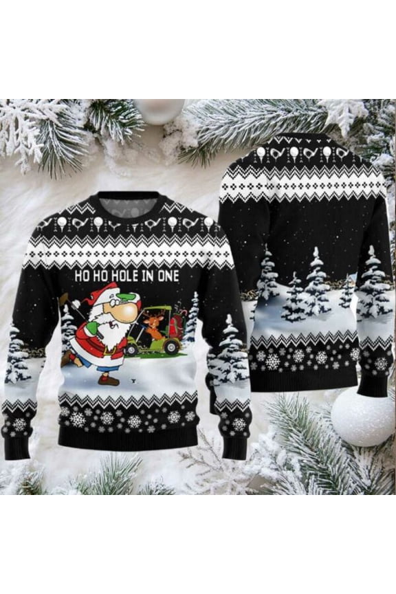 2025 Santa And Golf Mens Christmas Sweater