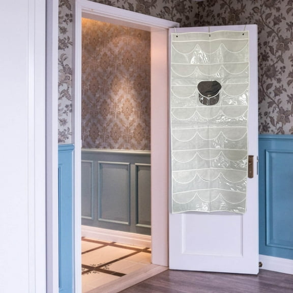 24 Pockets Baseball Hat Rack, Over The Door/Wall Mount Organizer, Clear PVC Pockets 3 Hooks, Breathable Durable, Easy Installation, Stores Caps Snapbacks Visors, Space-Saving