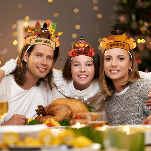 Under $10 6Pcs Thanksgiving Party Decoration Hair Bands Children's Holiday Hair Accessories Photo Props Party Decoration Headbands - multicolor