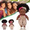 8 Inch Black Baby Doll, 8-Inch Realistic Curly Hair, Washable Soft Vinyl, Role-Play Learning, Girls Toddlers Gift, Educational Pretend Play