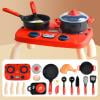 Kids Play Kitchen Set, Simulated Cooking Utensils & Tableware, Role-Play Educational Toy, Safe Plastic Design for Ages 3+, Red Mini Appliances