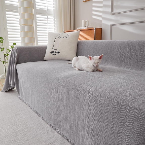 2025 Savings! PRETXORVE Sofa Cover, Soothing Home Sofa Covers, Four-season Universal Herringbone Sofa Towel
