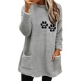 thumbnail image 1 of Black and Friday Deals 2023 Cotonie Solid Color Printed Round-Neck Fuzzy Fleece Pullover for Women Thick Thermal Sweather Warm Plush Long Sleeve Surcoat with Pockets,Gray,M, 1 of 3