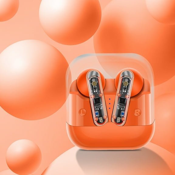 Bluetooth 5.3 Wireless Earbuds With Wireless Charging Case High Stereo Headphones In Ear Built In Mic Headset Sound With For Sport - Orange